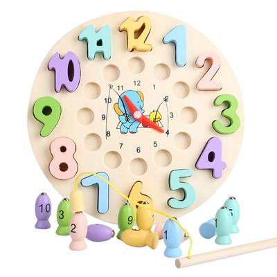 1Pc Orologio da pesca magnetico Giocattolo Montessori Bambini Orologio da abbinamento numeri in legno Puzzle Giochi educativi precoci Giocattoli regalo per bambini