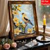 Rahmenloses DIY Perlenmalerei-Set Gelber Vogel Blumenmuster Kreatives Entspannendes Bastel-Leinwand Heimdekoration Erwachsenen-Geschenk