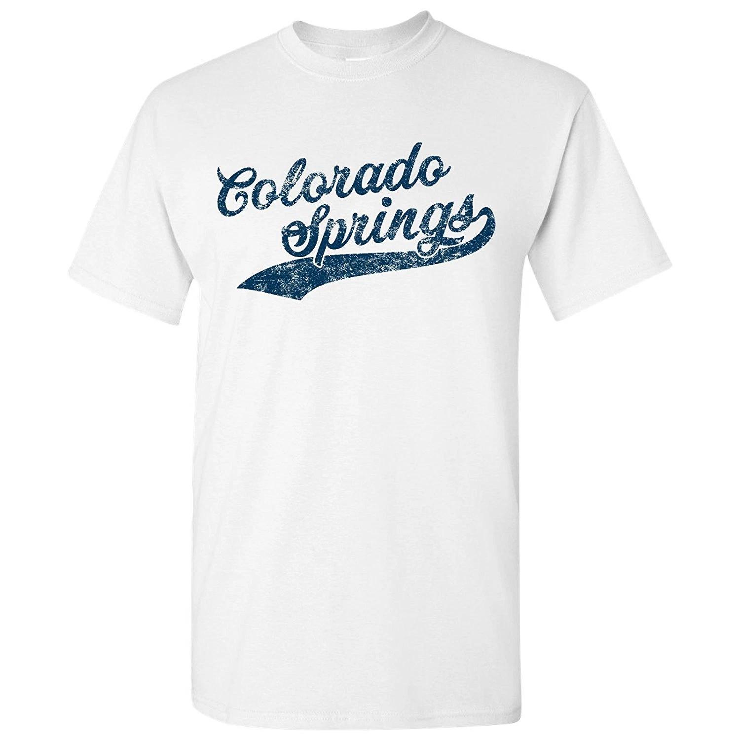 Colorado Springs City Baseball Script - Home Run Sports Team T-Shirt - White S