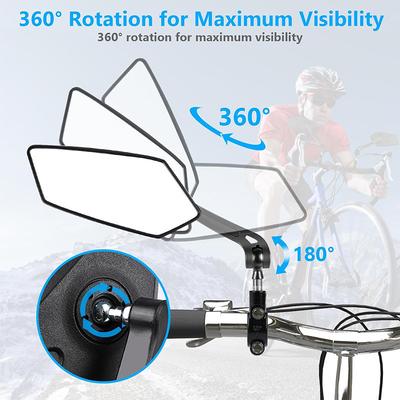 Universal Bike Rearview Mirror - HD Flat Glass 360° Adjustable Handlebar Mount for Mountain Bicycle & E-Bike Safety Riding