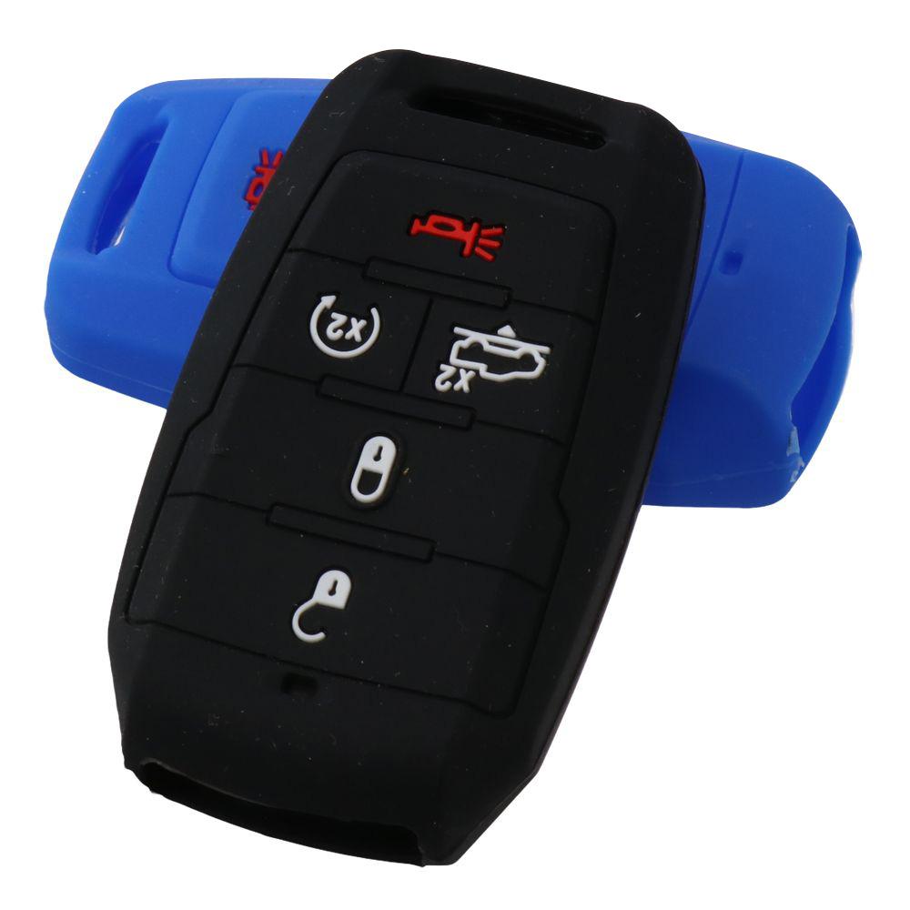 

2pcs 5 Buttons Key Fob Cover Case Protector Fit for 2019-2020 Dodge RAM 1500 Accessories