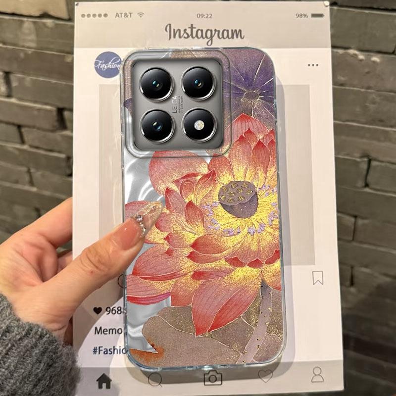 Bamboo Leaf Flower Women Girls Water Texture Case For Xiaomi 14T 13T Pro 14Tpro 11 Lite 5G NE Shockproof Bumper Fundas Cover