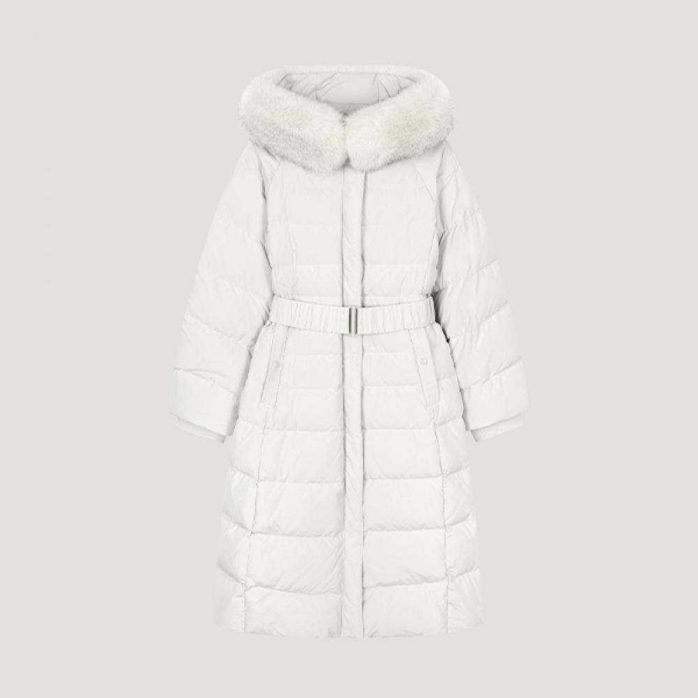 

She S miSS Джемпер с капюшоном из меха лисы и утиного пуха реглан SSdjpo42020 Iv Ivory/55