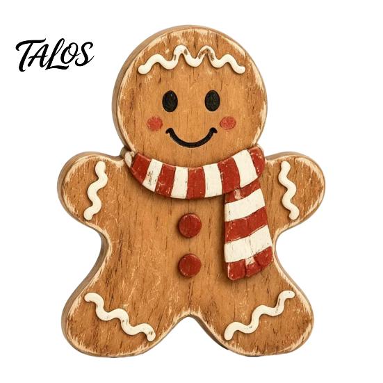 Holiday Tabletop Decor Christmas Wooden Gingerbread Man Decor, Rustic Gingerbread, Candy Cane House Figurines, Xmas Farmhouse Ornaments for