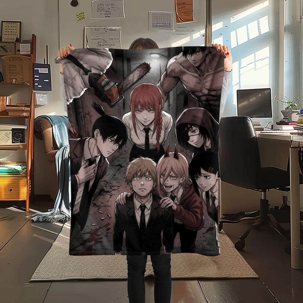 Chainsaw Man posterPrint Flannel Blanket, High quality Comfortable for All Seasons, Home Decor, Warmth and Comfort
