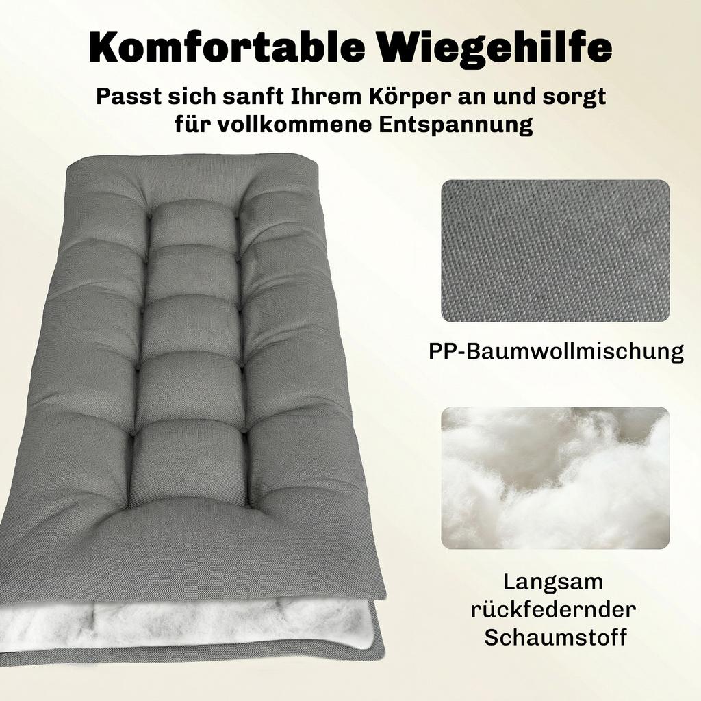 Pallet Cushion, Removable Seat Cushion with Fastening Straps, Pallet Pad for Most Loungers, 198x65x13cm, Light Gray
