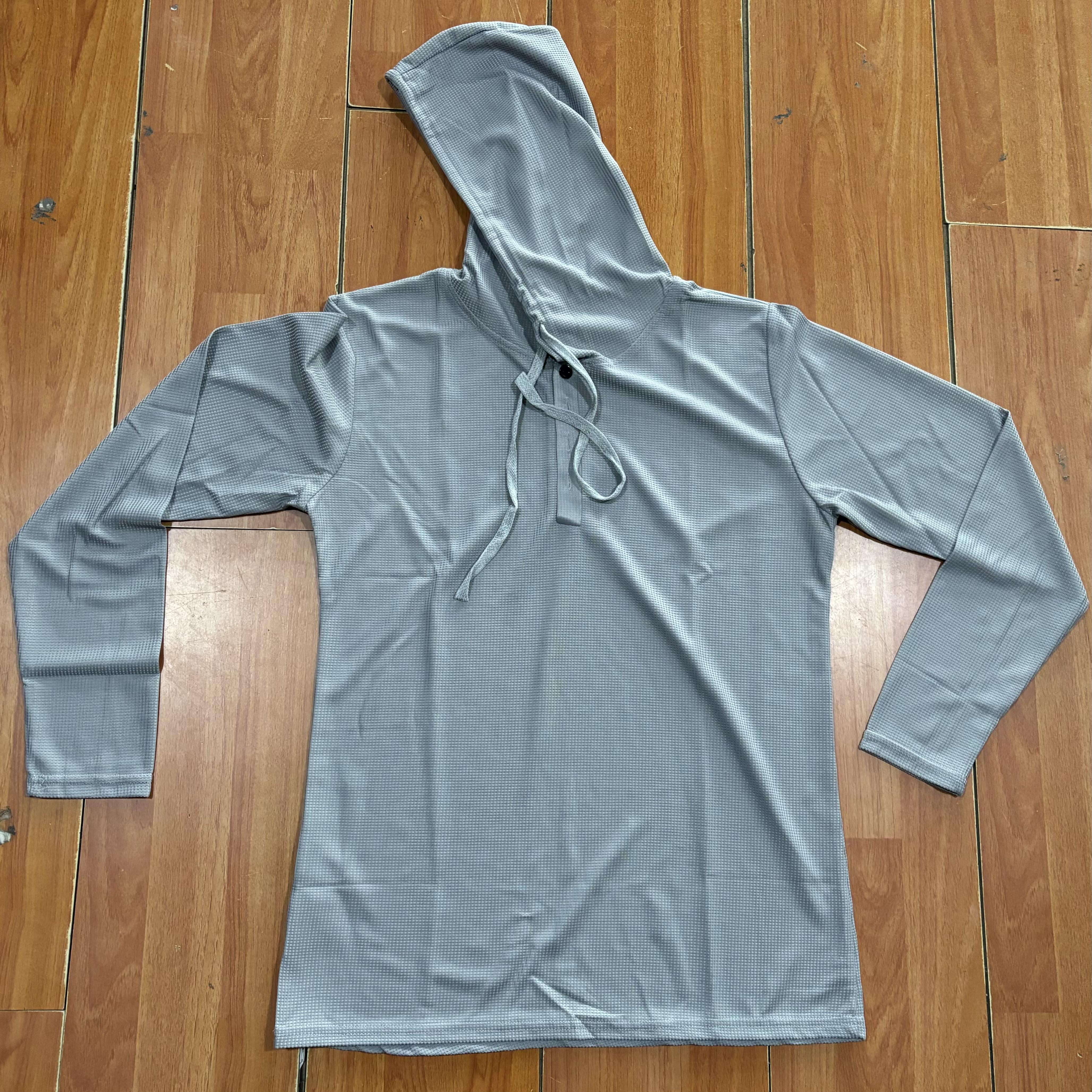 

Весенне-осенняя футболка с капюшоном, мужская однотонная футболка с длинным рукавом, приталенные спортивные топы, модные дышащие повседневные футболки, мужская футболка с v-образным вырезом XL серый