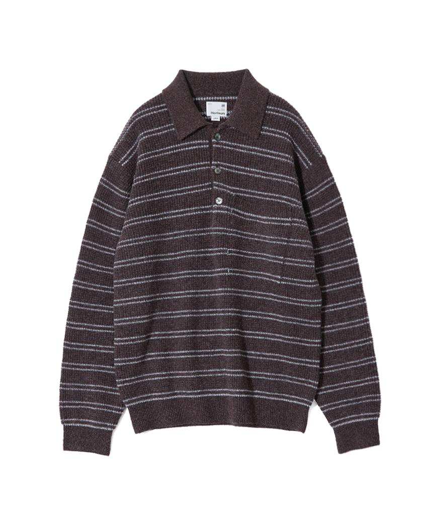 HORLISUN Casey Border Knit Pullover Melange Brown