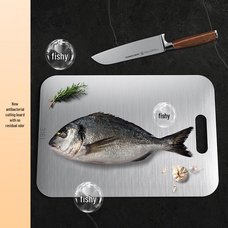 Double-Sided Antibacterial Stainless Steel Cutting Board - 316 Grade, Thick, Mildew-Proof, Large Kitchen Chopping Surface