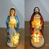 Resin Blessed Mother Sculpture Lighted LED Jesus Christ Figurine  Outdoor Garden