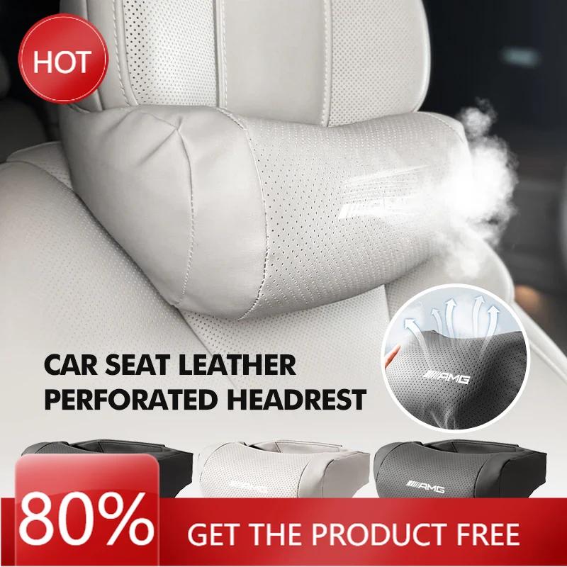 JYZ2 Car Neck Pillow Leather Pack Headrest Pain Relief Lumbar Pillow For Mercedes Benz AMG C180 C300 W124 W176 W177 C200 C260 GLC CLE
