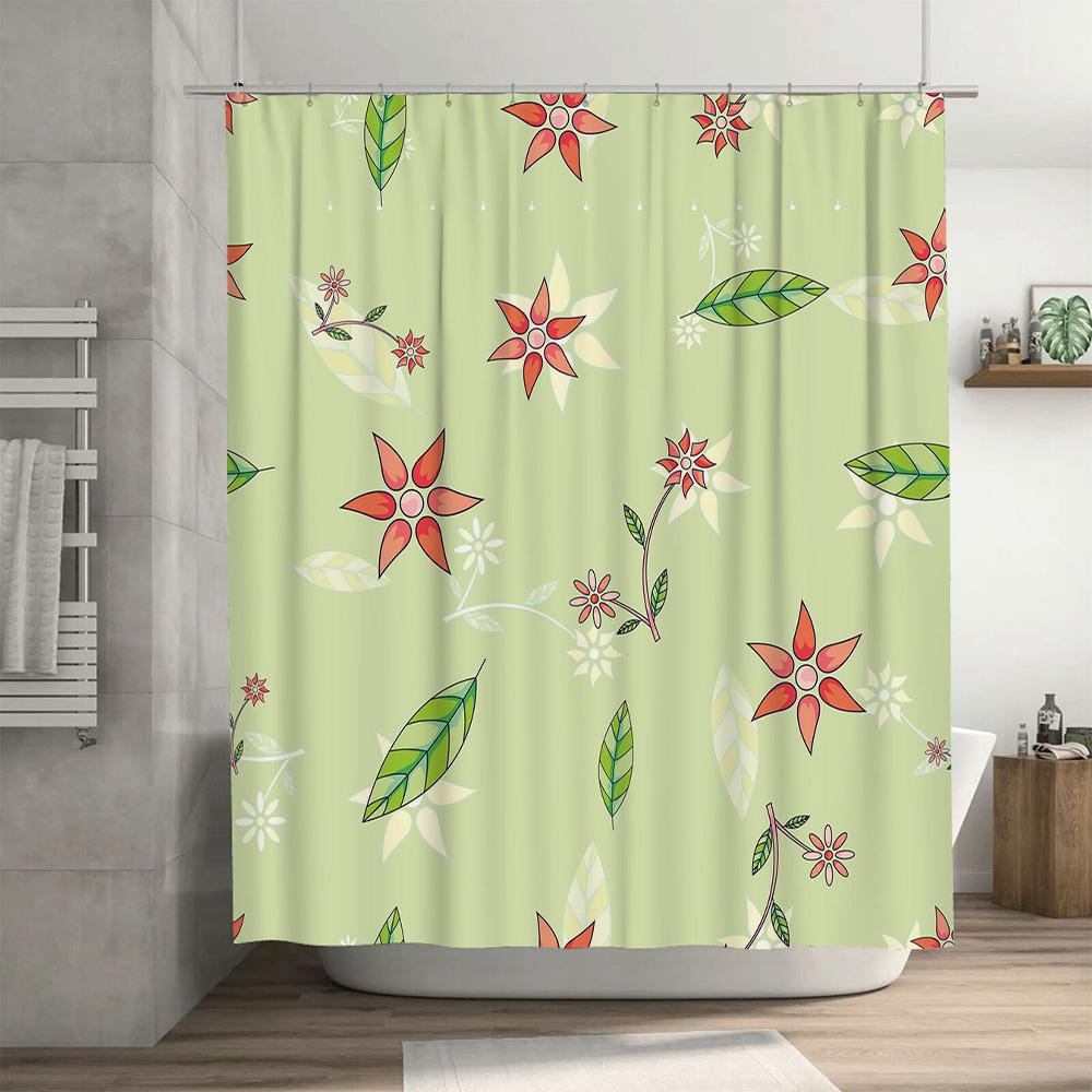 Brighten Your Bathroom with a SplashFloral Shower Curtain in Green Palette with Leaves Petals Perfect for Home Decor #KitchenHo