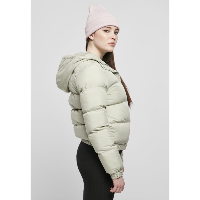 Veste Femme - Urban Classics - Hooded Puffer - Vert - Fermeture Éclair - Poignets Froncés