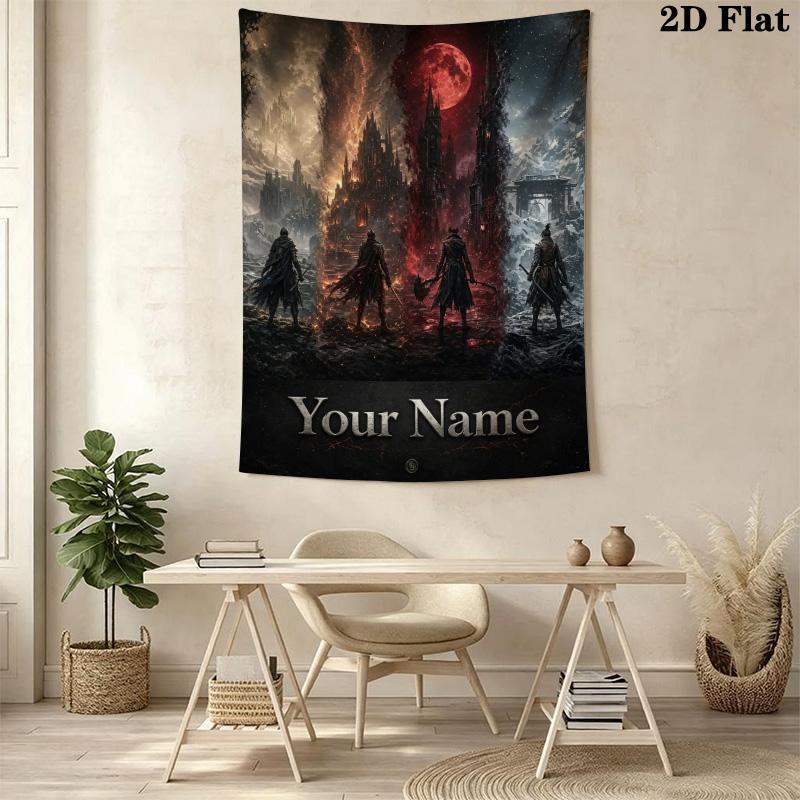 Name Custom Bloodborne Wall Tapestry Aesthetic Wall Hanging Printed Fabric Blanket Decorative Tapestries for Bedroom Living Room Home Decor