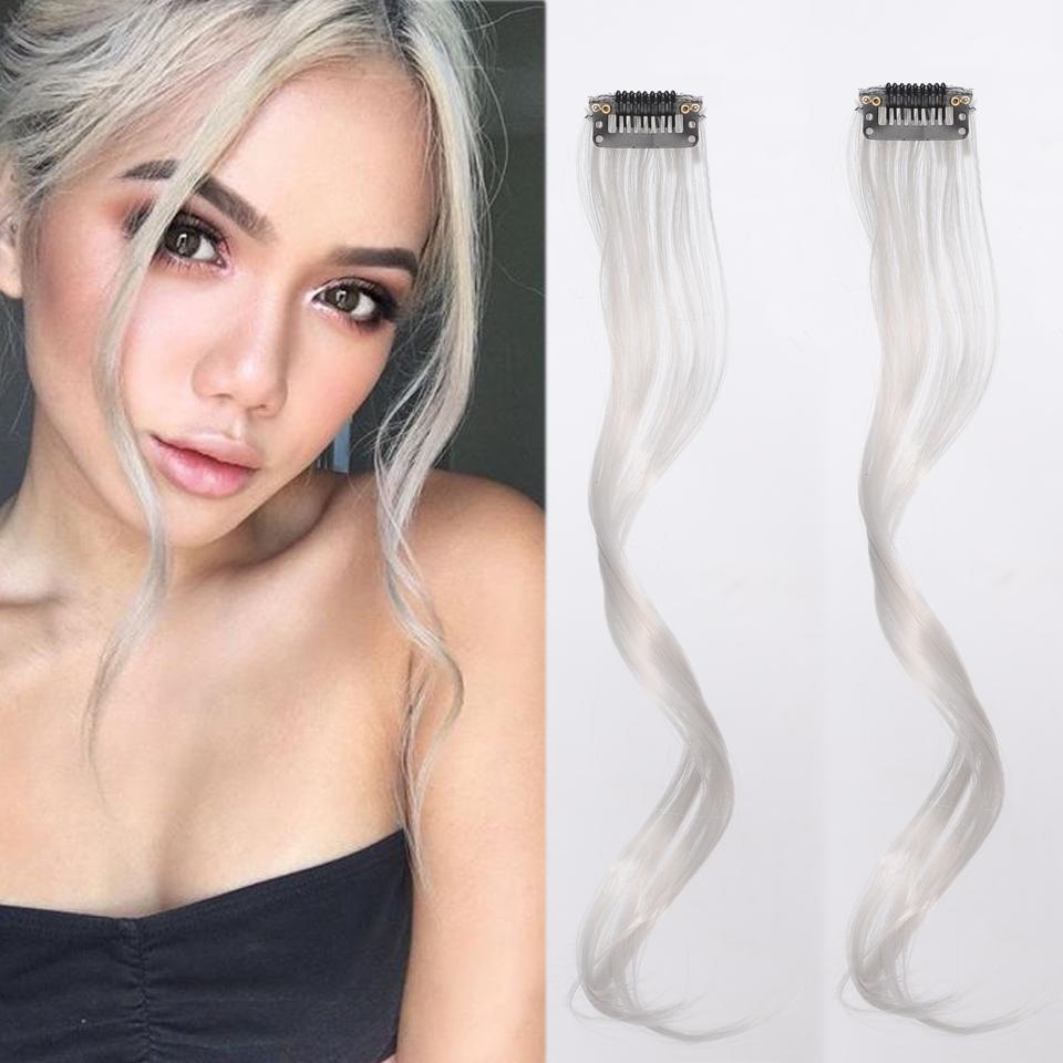 

2 шт., синтетическая челка, парик, наращивание волос, вьющиеся волосы на клипсе, передняя сторона, длинные волнистые светлые челки с зажимом, невидимая бахрома, искусственный хай 35CM