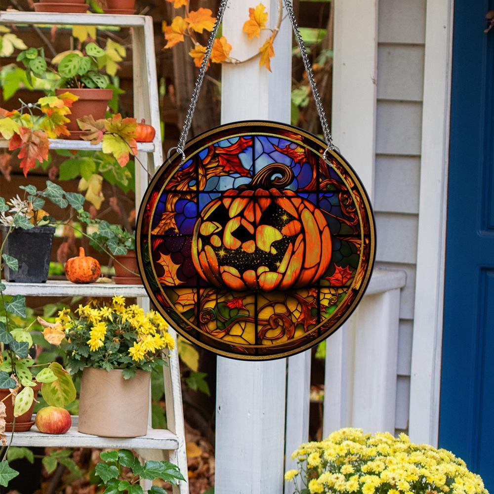 TYU100-109 Calabaza de Halloween Murciélago Cadena de Hierro Adorno Colgante para Decoración de Ventana o Porche