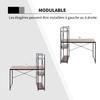 Corner Desk with Storage Industrial Design with Bookcase 3 Shelves Particle Board Walnut Look