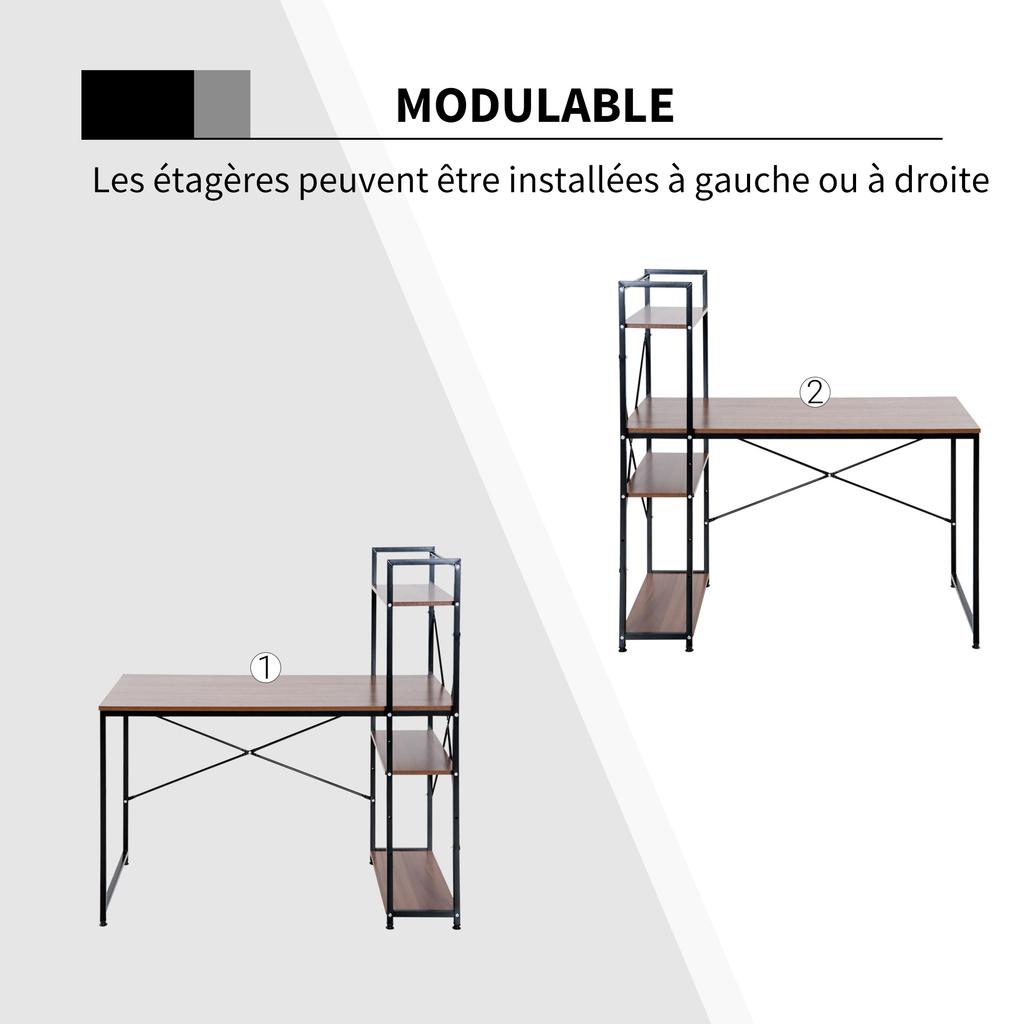 Corner Desk with Storage Industrial Design with Bookcase 3 Shelves Particle Board Walnut Look