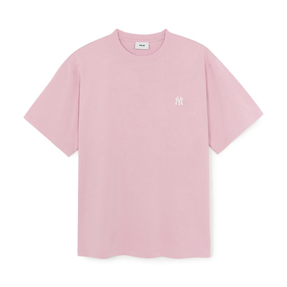 New MLB New York Yankees Basic Collection SS25 T Shirt Unisex Heather Gray Pink 3ATSB6153-50PKM