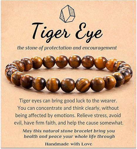 Hot Selling Natural Stone with Cardboard Beaded Elastic String Bracelet Crystal Agate Tiger Eye Stone Wholesale Bracelet Jewelry