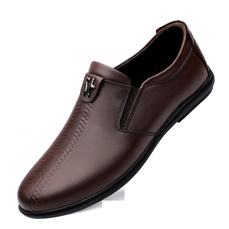 

Мужские ленивые повседневные универсальные туфли для вождения из мягкой кожи, для работы, туфли из кожи первого слоя 44 темно-коричневого