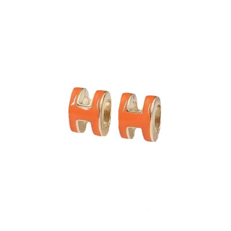 Mashi Standard H-Buchstaben Emaille Ohrstecker - Leichter Luxus, Modischer Klassischer Stil für Damen