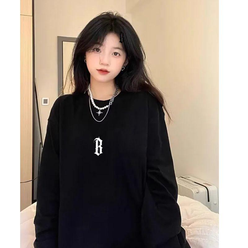 

100% Чистый Хлопок Американский Ретро Свободный Свитшот с Круглым Вырезом Белый с Длинным Рукавом с Дизайном Внутреннего Слоя 2XL