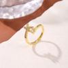 Copper Inlaid Zircon Alphabet Ring: Women's Fashionable Adjustable Open Ring