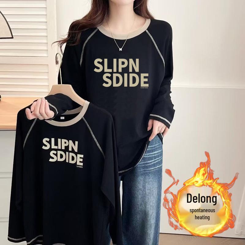 

Women s 2024 Chic Double-Sided Velvet Long-Sleeve Top - Versatile Ins Style for Autumn/Winter L (115-125 jin)