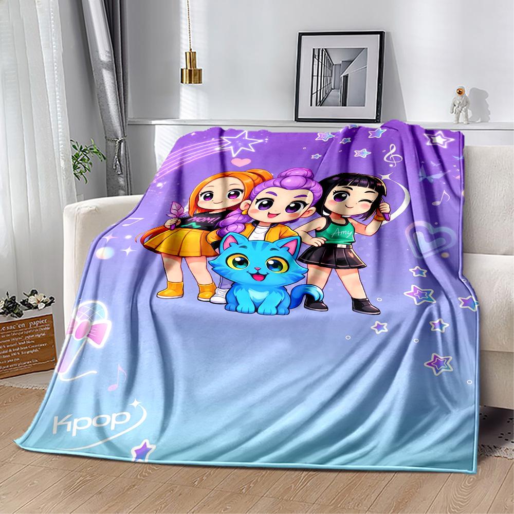 K-pop Demon Hunters Blanket Comfortable Suitable for Bedding Office Livingroom Four Seasons Universal Stylish Decor