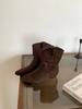 Vintage Velvet Sleeve Coarse Heel Short Boots Women's Autumn Pile Boots Western Boots Martin Boots