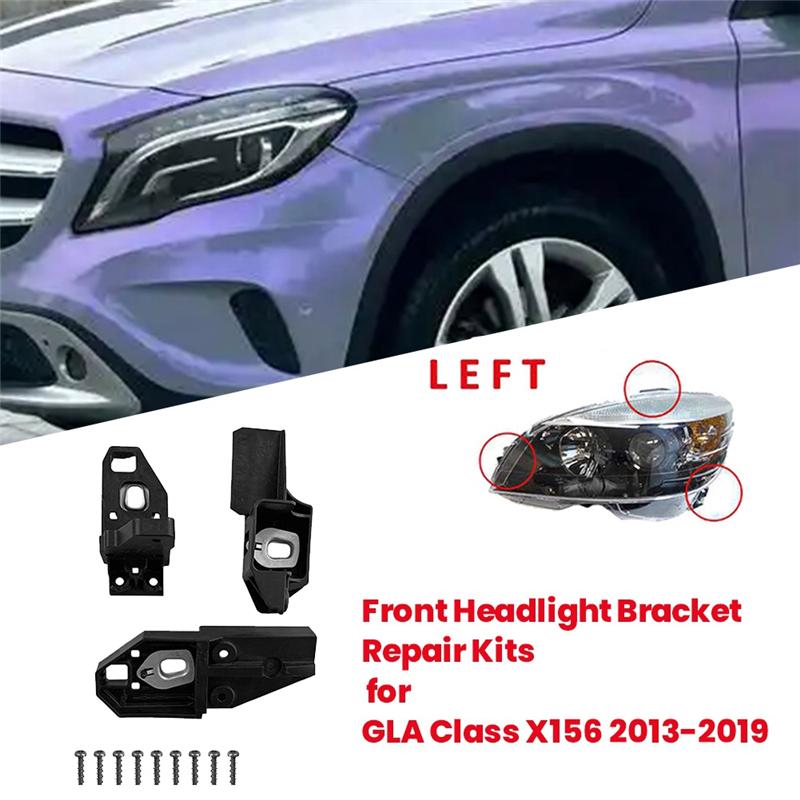 Front Headlight Bracket Repair Kits 1568200100 1568200200 For Mercedes-Benz GLA Class X156 2013- Headlamp RS Bracket