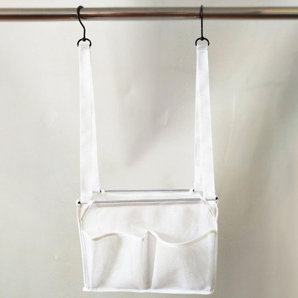 With 2 Hooks Hanging Mesh Bag Practical Bath Storage Bag Durable Shower Organizer  Bathroom