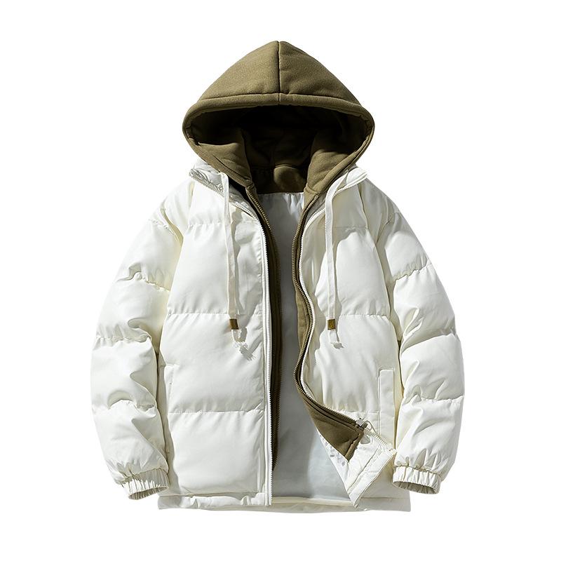 New Cotton Jacket Men's Korean Style Teenager Fashion Pu Hooded Cotton Jacket