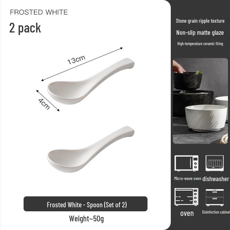 Japanese Ceramic Bowl Set: Rice, Soup, Breakfast & Fruit Bowl with Spoon