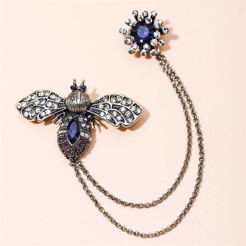 

Винтажная бахрома пчела цепочка брошь модный костюм булавка аксессуары светлый роскошный бахрома кардиган воротник булавка одежда