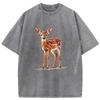 T-shirt Grafiche da Donna con Cervo Felice, Cerbiatto, Animale, Lusso, Designer, alla Moda e Trendy da Uomo, Camicia Morbida Lavata da Uomo