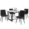 140x80cm Black Dining Table with 4 Chairs Set, Modern Kitchen Dining Table Set, Black Velvet Dining Chairs, Black Iron Leg Table