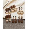 Forest Grass & Trees Wooden Woven Earrings: Ethnic Retro Hollow-Out Ear Jewelry for Women