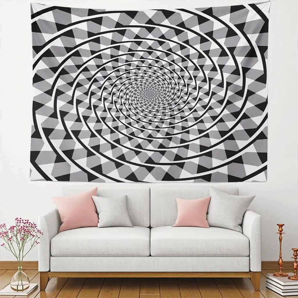 Hypnotic Spiral Tapestry  Black  White Optical Illusion Design  Unique Wall Art for Bedroom  Modern Decor Lover Gift