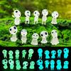 20-Piece Set of Resin Decorative Wooden Elf Figurines [10 Blue, 10 Green] + 2 Decorative Branches, Glow-in-the-Dark Bonsai DIY Decoration Dollhouse