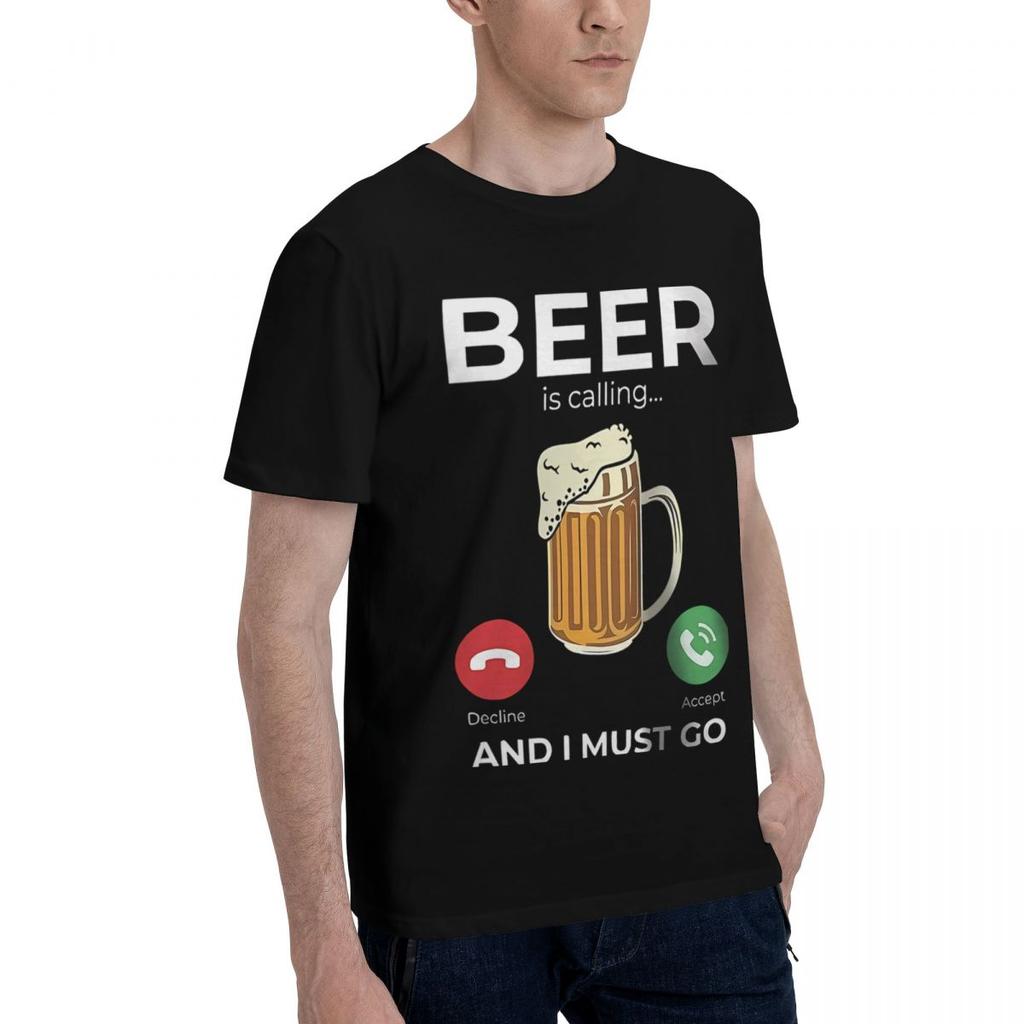 Beer Is Calling I Must Go Printed 100 Cotton Casual Breathable Confortable Top Designer Clothes Men Funny Gifts