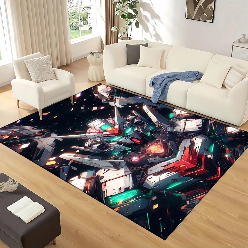 3D GUNDAM Robot Cartoon Carpet Rug for Living Room Bedroom Home Sofa Decoration,kids Play Non-slip Floor Mat Christmas Gift