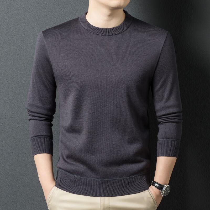 FENGXUN Men's Round Neck Solid Knit Sweater FXT5168