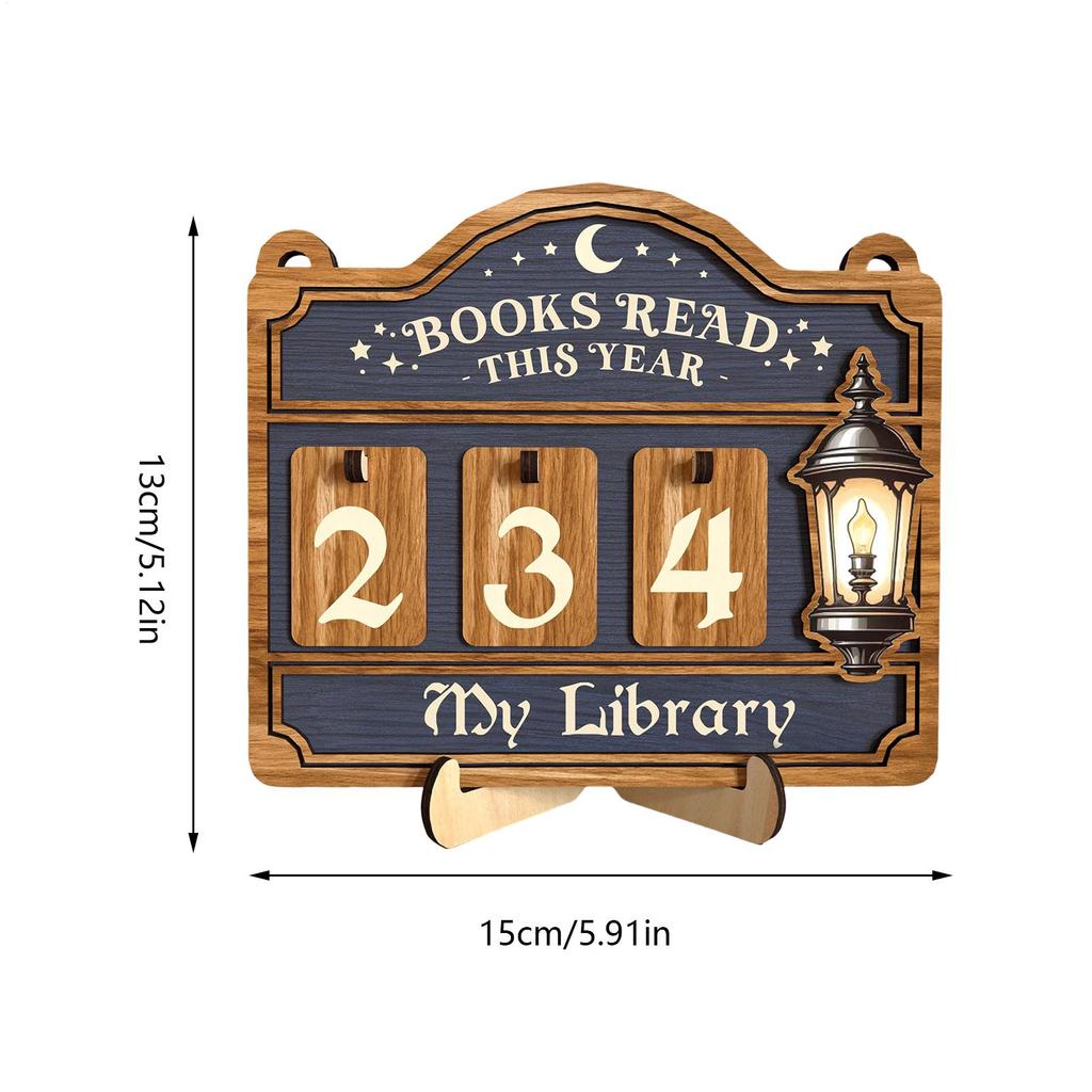 Wooden Material Books Counter Sign Hanging Decor Table Decor Wooden Reading Trackers Books Read Counter For Book Lovers