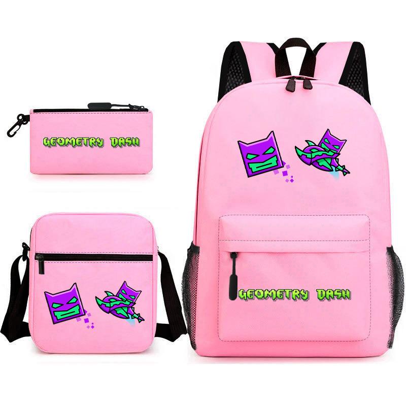 Geometry Sprint Game Backpack Geometry Dash Heat Transfer Backpack Elementary School Bag Leisure Bag