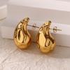Gold Color Glossy Chunky Waterdrop Dangle Earrings For Women Stainless Steel Heart Bow Ear Piercing Jewelry Birthday Cute Gifts