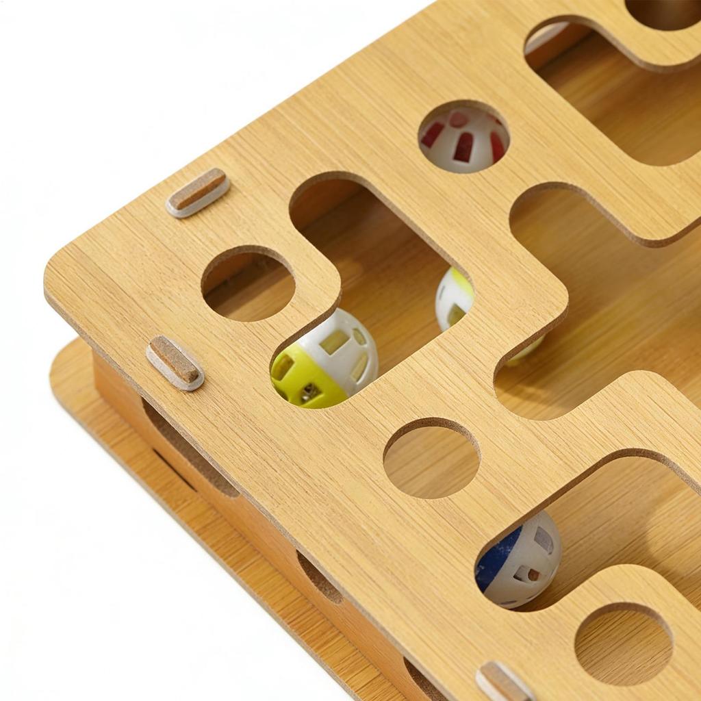 Cat Scratch Puzzle Box Wooden Board Toy With Bell Cat Scratch Puzzle Nail File For Indoor Kittens Pet Engages Instincts