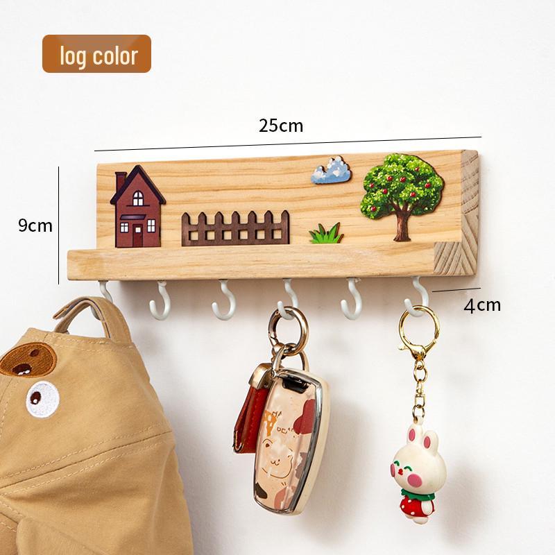 

Nordic No-Drill Beech Wood Key Hook: Wall-Mounted Hallway Decor & Storage Rack
