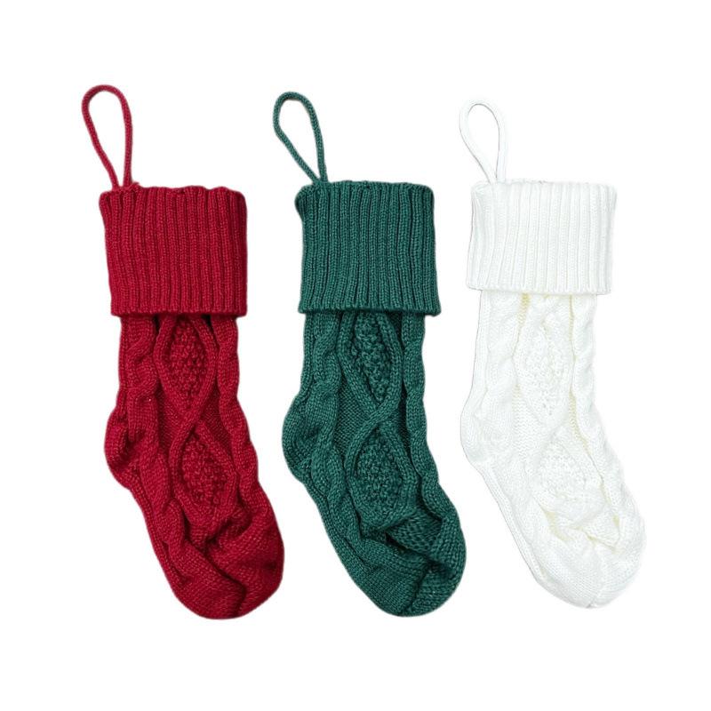 37CM Knitted Wool Christmas Stockings - Diamond & Candy Gift Bags, Small Hanging Ornaments